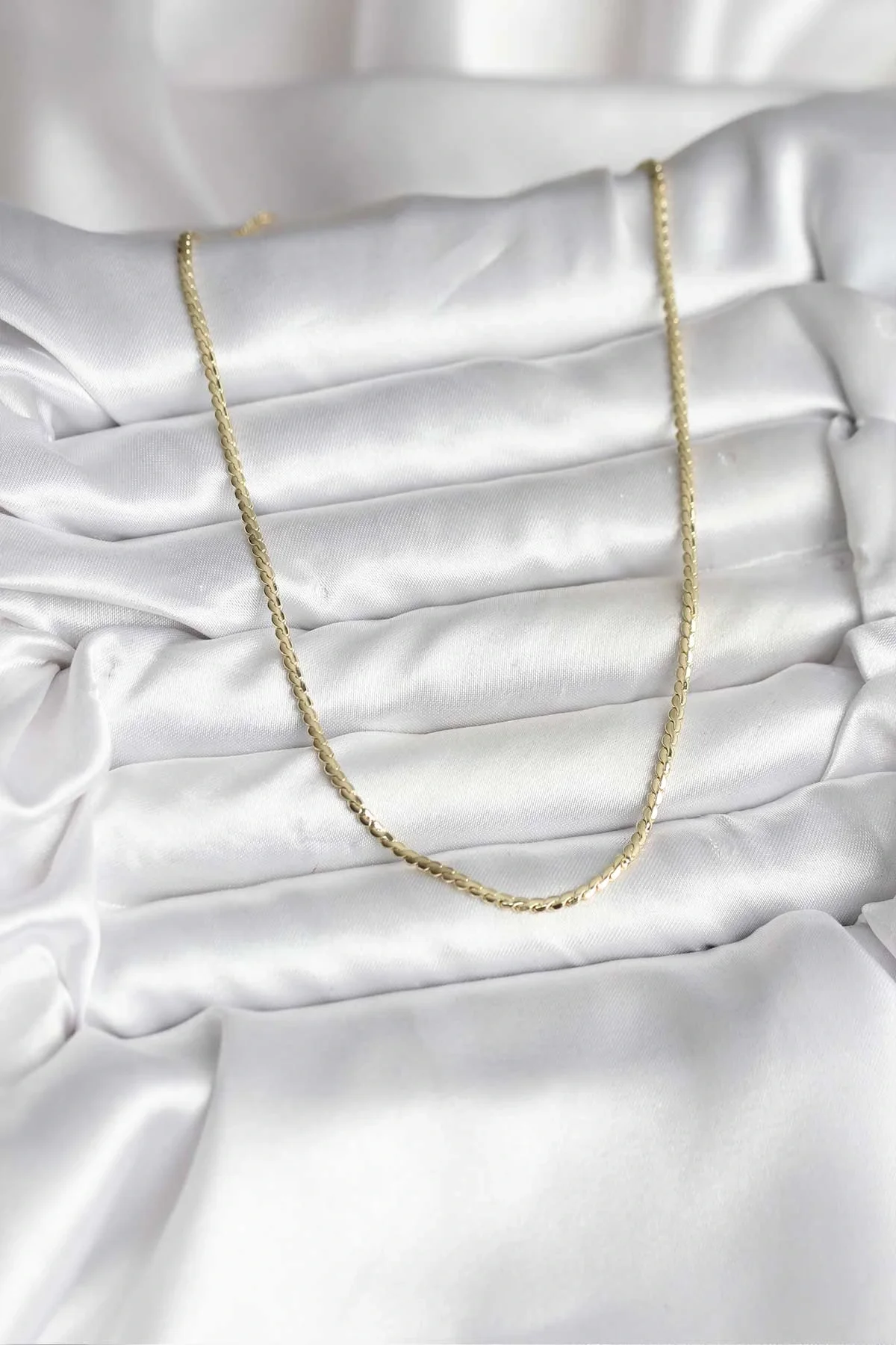 İthalat® 14K Gold Renk Kaplama Ezme Zincir Model CM Kadın Kolye
