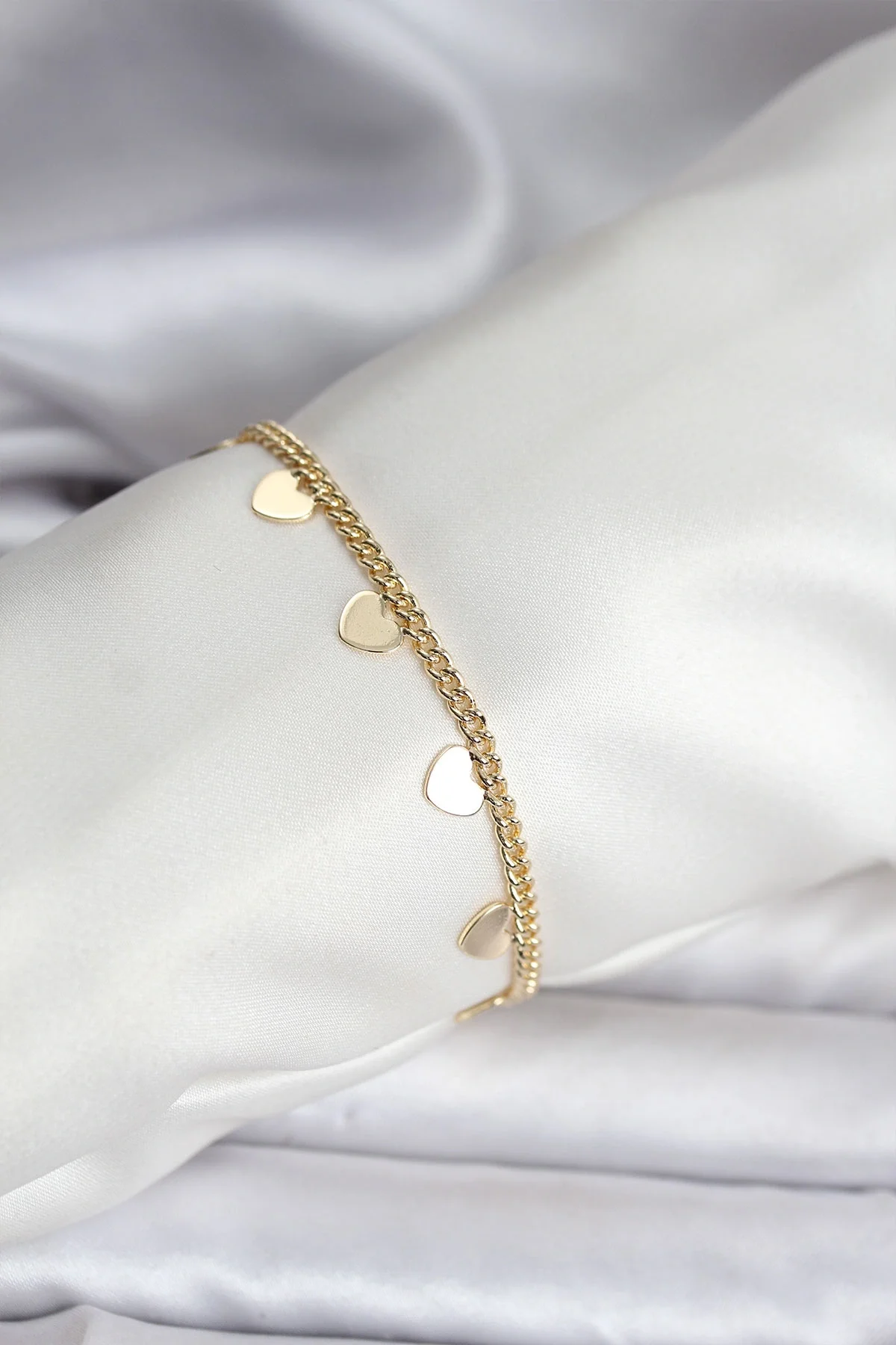 İthalat® 14K Gold Renk Kaplama Kalpli Model CM Kadın Bileklik