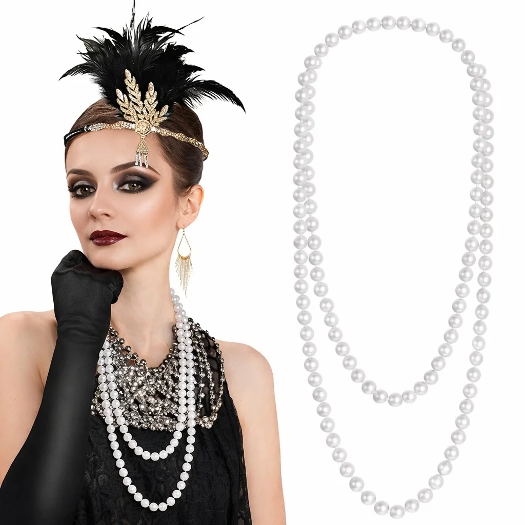 İthalat® 1920 Gatsby İnci Kolye – Vintage Uzun Beyaz İnci Kolye İthalat® 1920 Gatsby İnci Kolye – Vintage Uzun Beyaz İnci Kolye