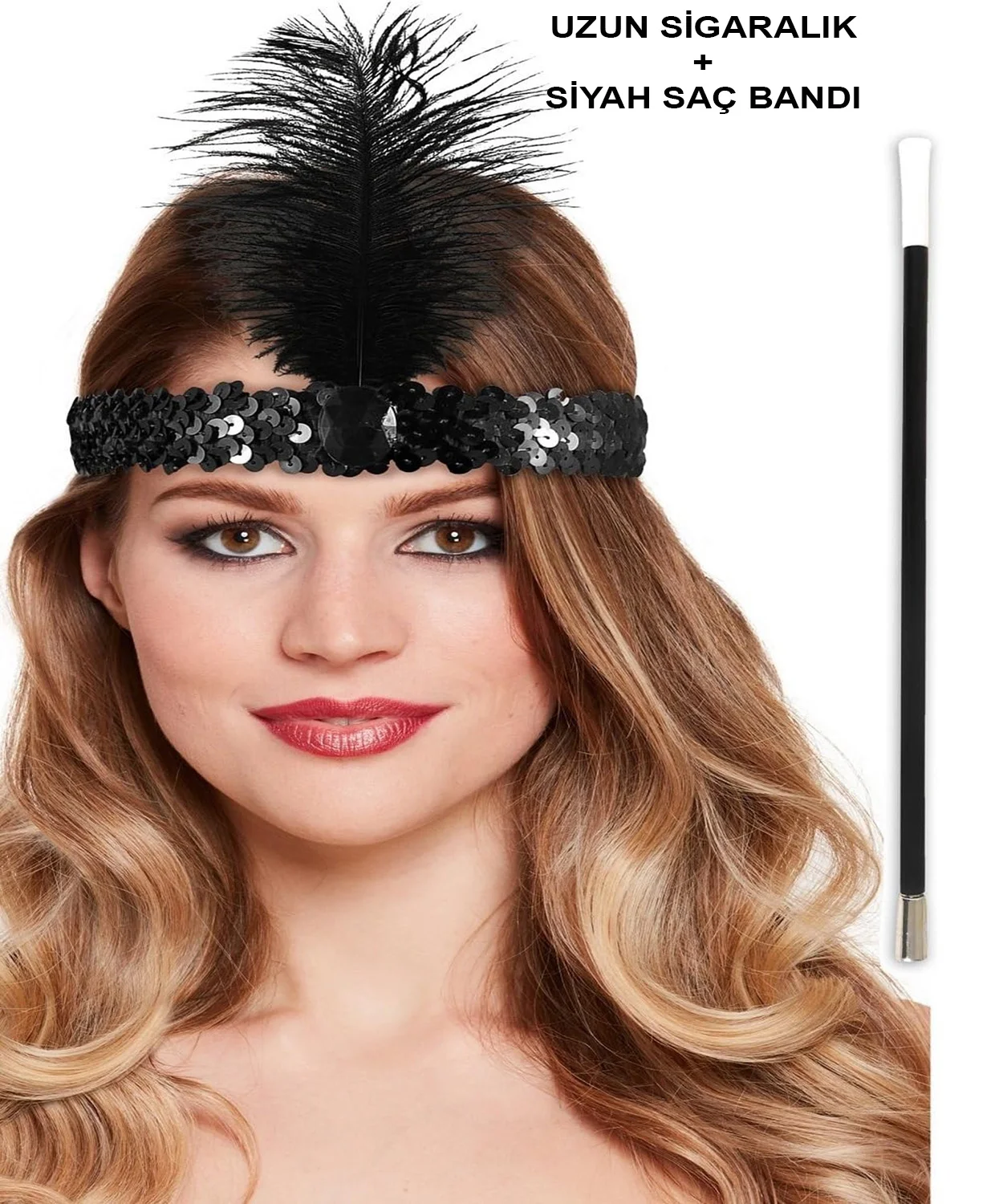 İthalat® 1920'ler Gatsby Aksesuar Seti – Siyah Charleston Saç Bandı & Sigaralık İthalat® 1920'ler Gatsby Aksesuar Seti – Siyah Charleston Saç Bandı & Sigaralık