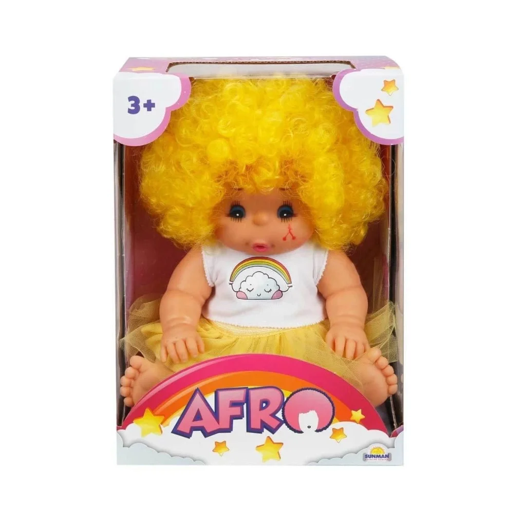 İthalat® 20040 Afro Kıvırcık Saçlı Bebek 23 cm -