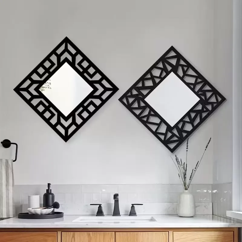 İthalat® 2'li Set Kırılmaz Pleksi Dekoratif Duvar Aynası - 22.5x22.5 cm Geometrik Çerçeveli 1. Sınıf Ayna İthalat® 2'li Set Kırılmaz Pleksi Dekoratif Duvar Aynası - 22.5x22.5 cm Geometrik Çerçeveli 1. Sınıf Ayna