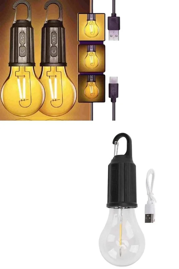 İthalat® 3 Farklı Mod LED'li Şarjlı Asma Kancalı Kamp Lambası Taşınabilir Ampul