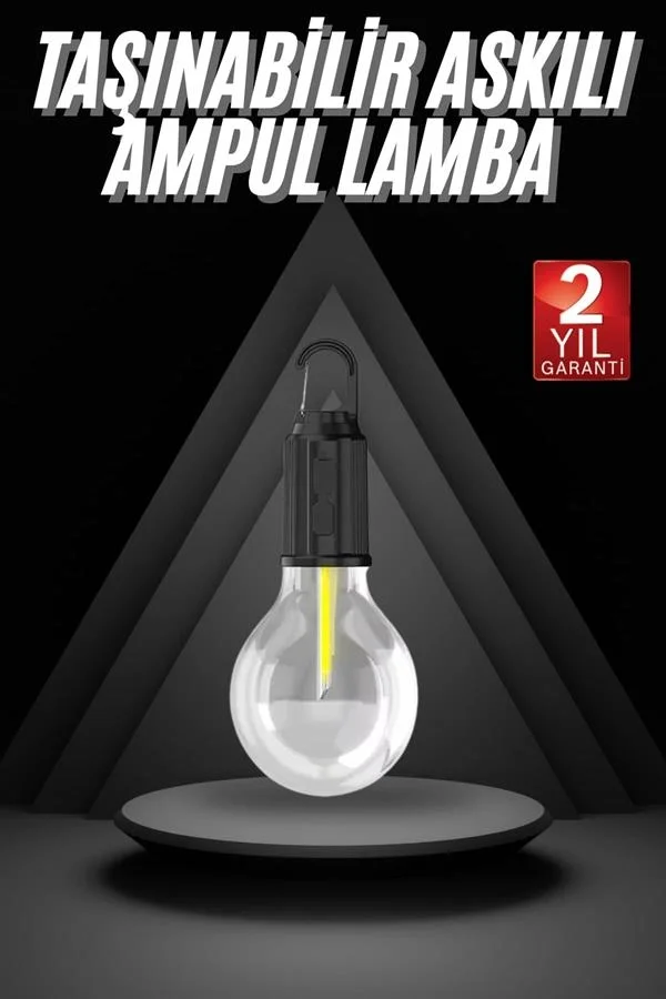 İthalat® 3 Farklı Mod LED'li Şarjlı Asma Kancalı Kamp Lambası Taşınabilir Ampul