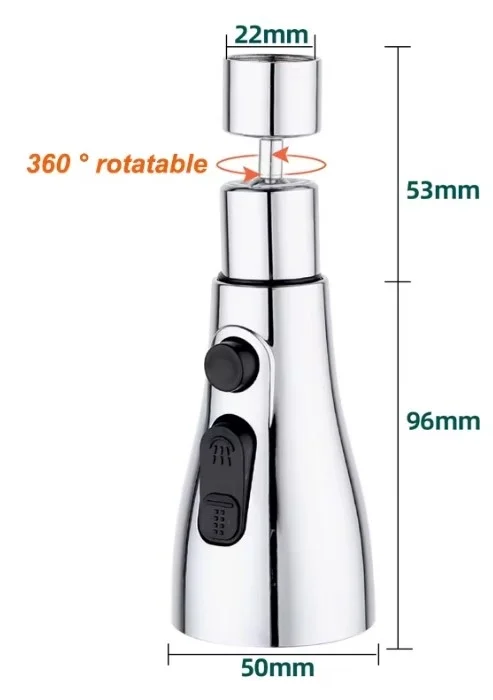 İthalat® 3 Fonksiyonlu Metalik Musluk Başlığı