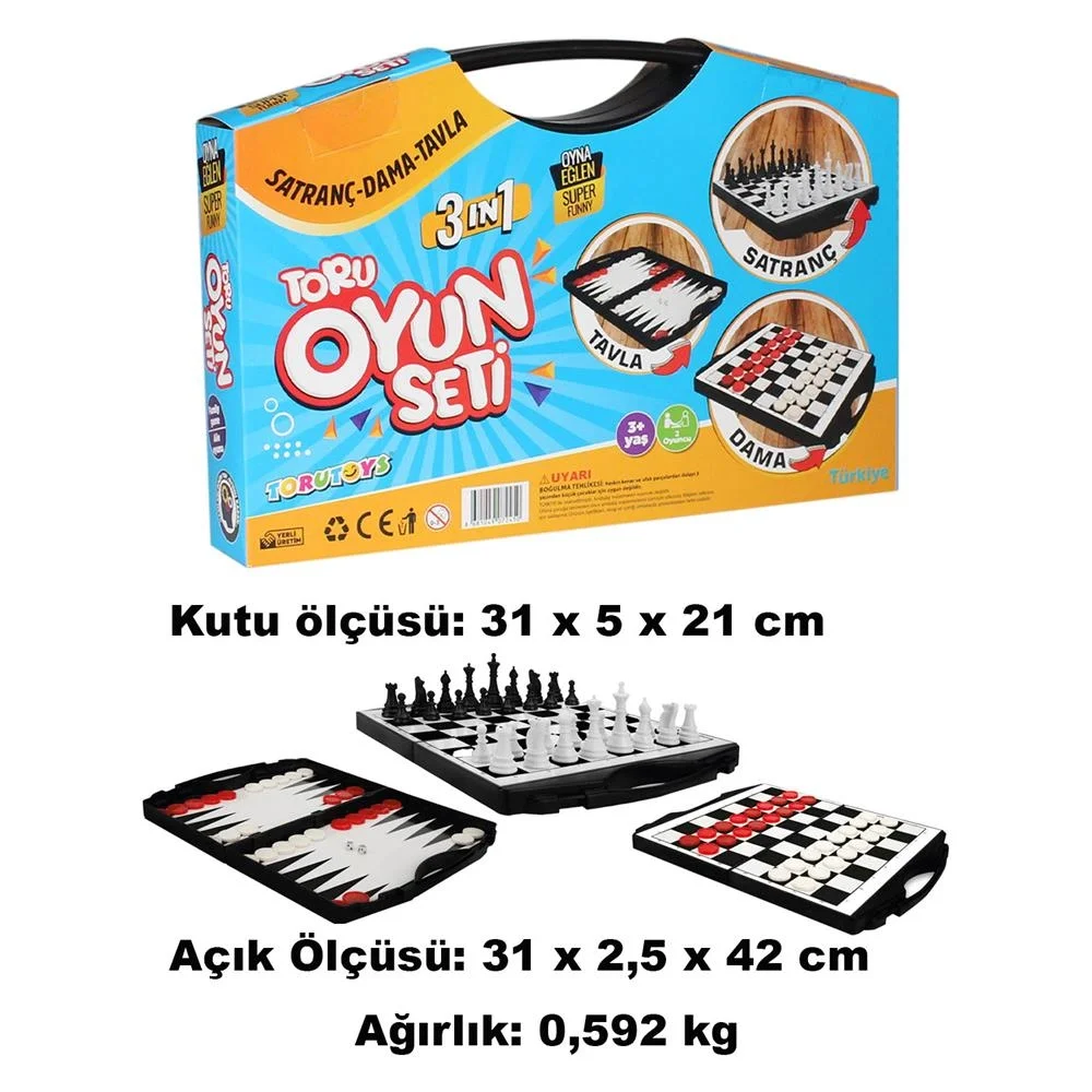 İthalat® 3 in 1 Çantalı Oyun Seti Satranç-Dama-Tavla Fiyatı, Yorumları ve Özellikleri