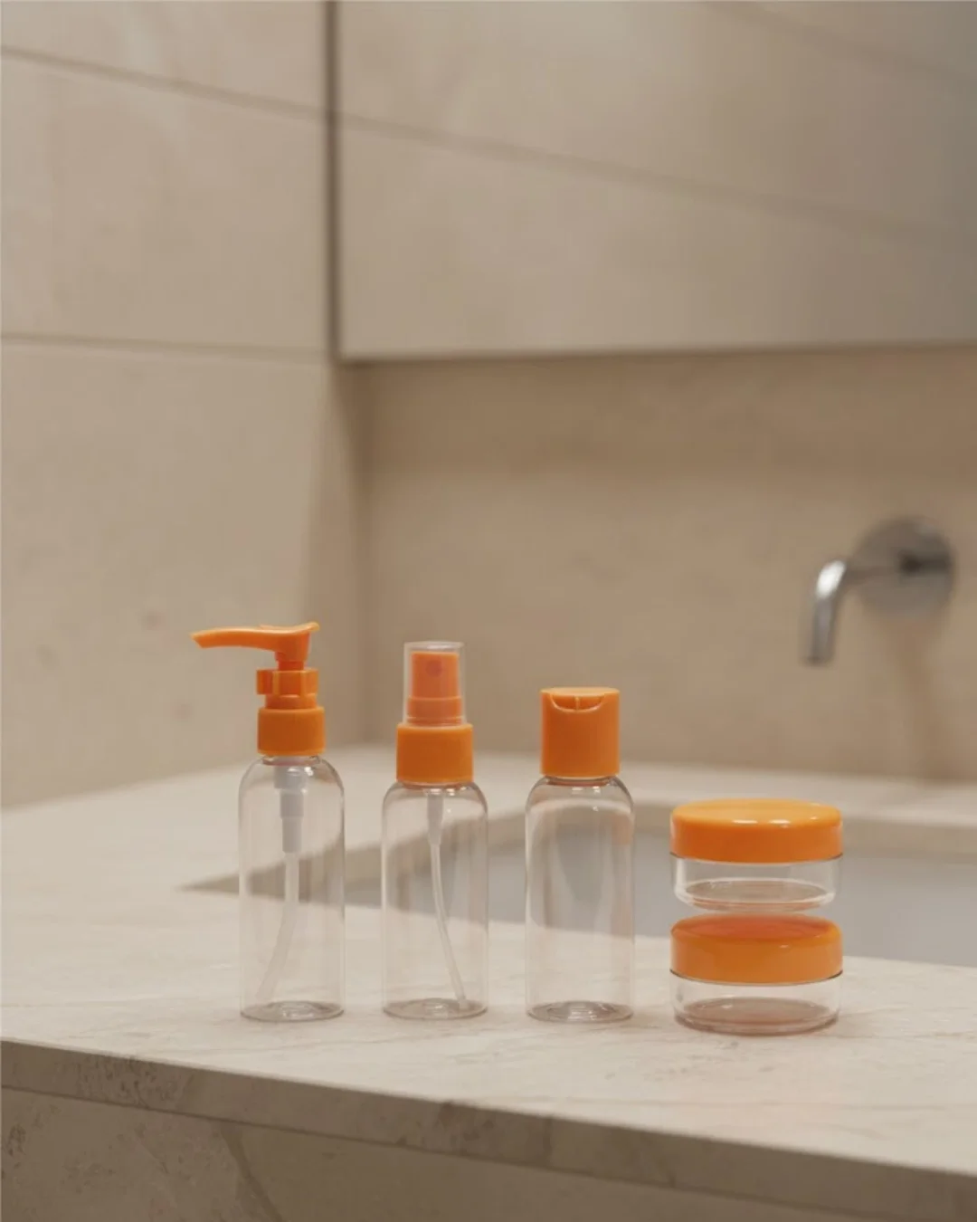İthalat® 30 ml 5’li Seyahat Şişesi Seti Çantalı Kozmetik Organizer