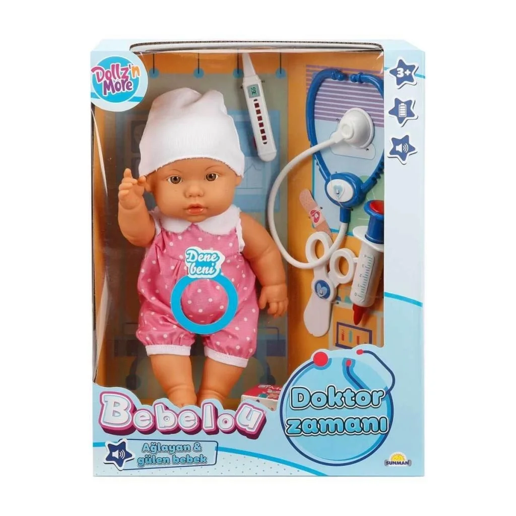 İthalat® 30111 Doktor Zamanı Sesli Bebek Seti 35 cm (Ürün oyuncaktır)