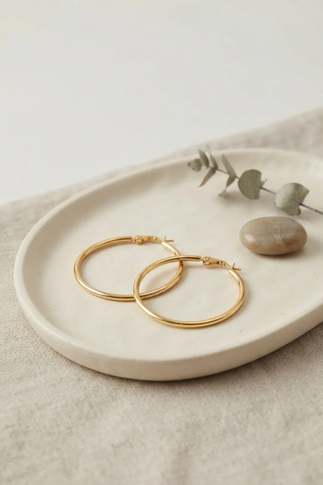 İthalat® 316L Çelik Gold Renk 36 mm Halka Küpe