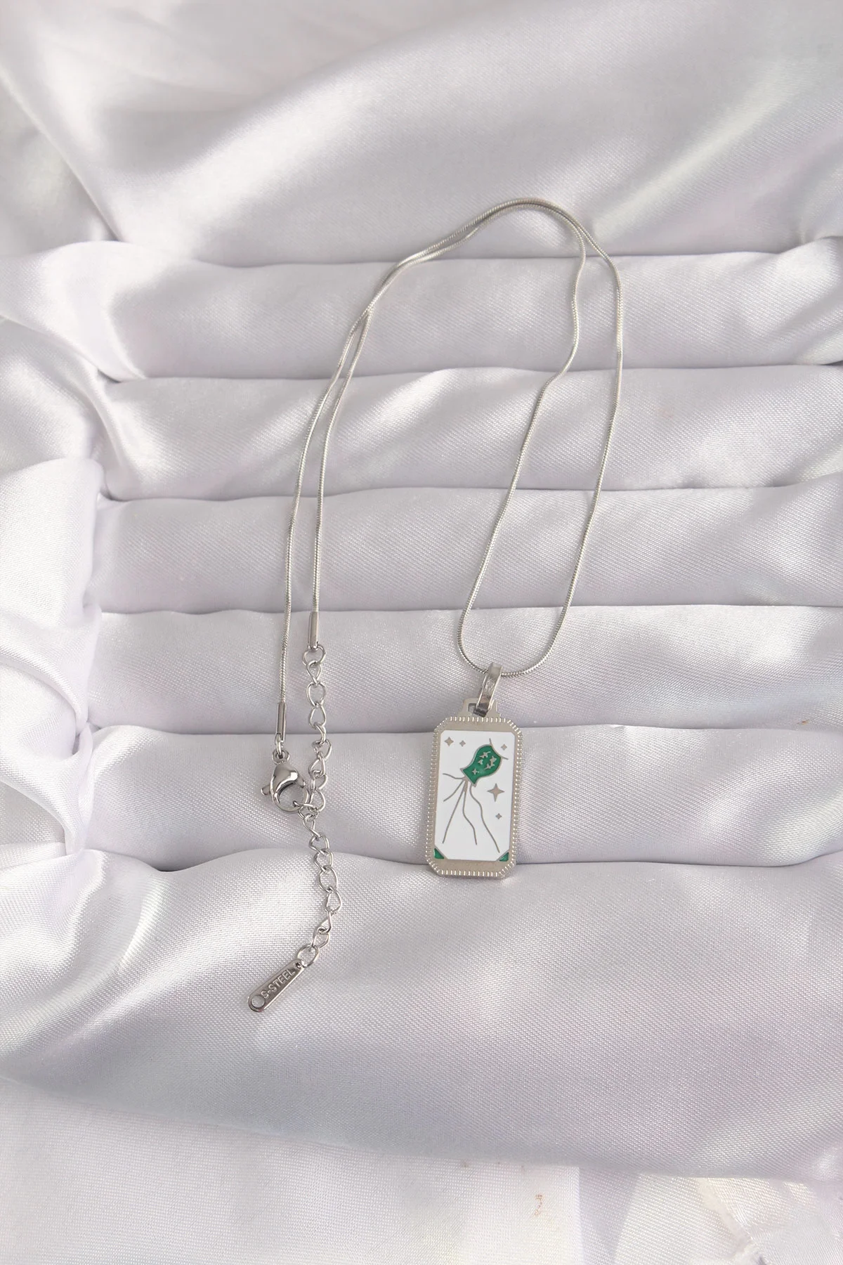 İthalat® 316L Çelik Gümüş Renk Beyaz Mineli Tarot Kolye Fiyatı, Yorumları ve Özellikleri
