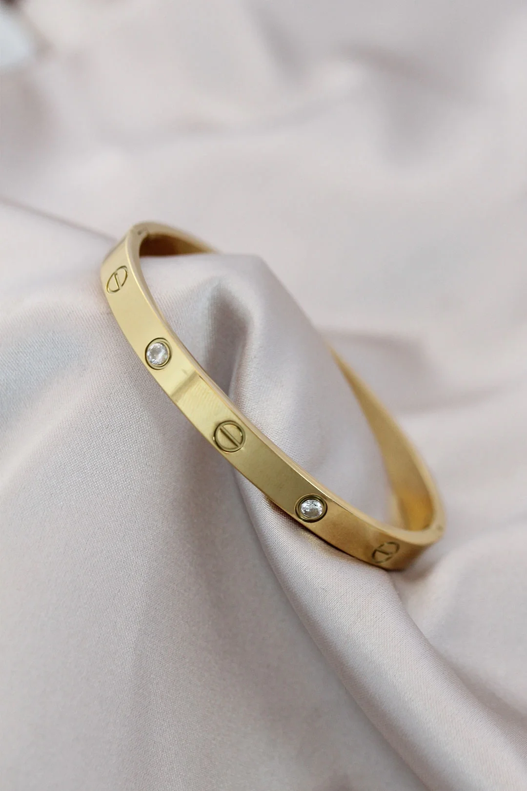 İthalat® 316L Çelik Gold Renk Zirkon Taşlı Bileklik