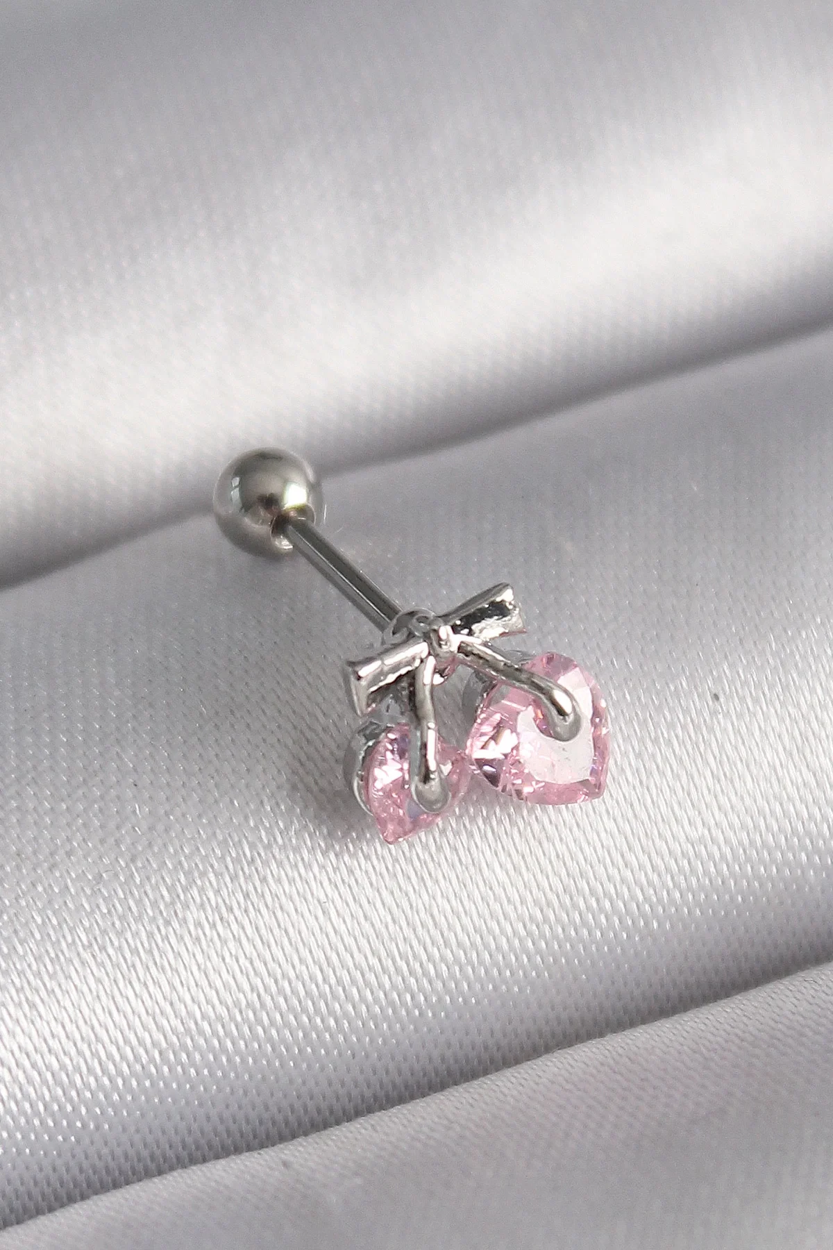 316L Çelik Gümüş Renk Pembe Zirkon Taşlı Kalp Tragus Piercing Fiyatı, Yorumları ve Özellikleri