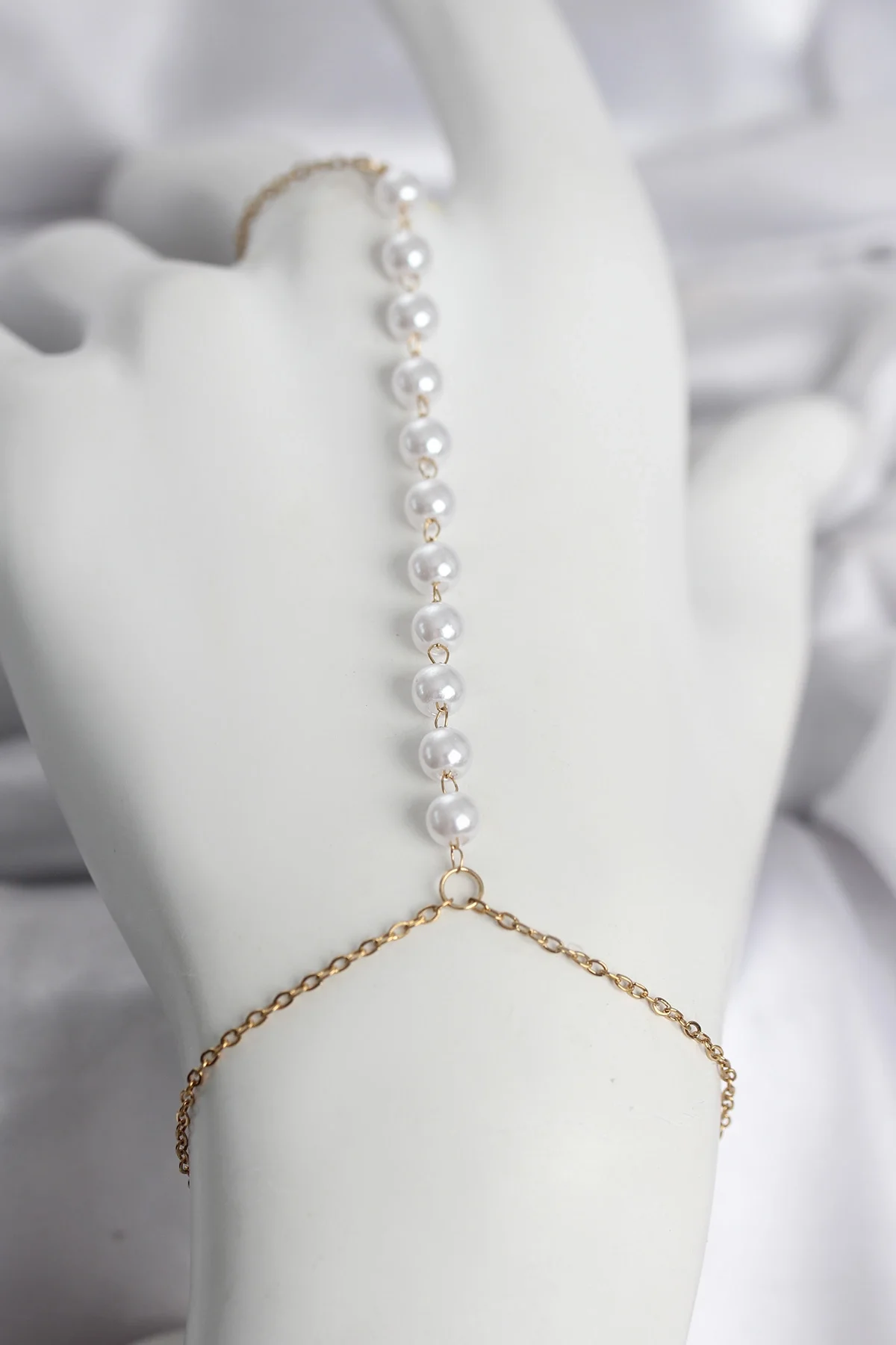 İthalat® 316L Çelik Gold Renk Sıralı İncili Model Kadın Şahmeran