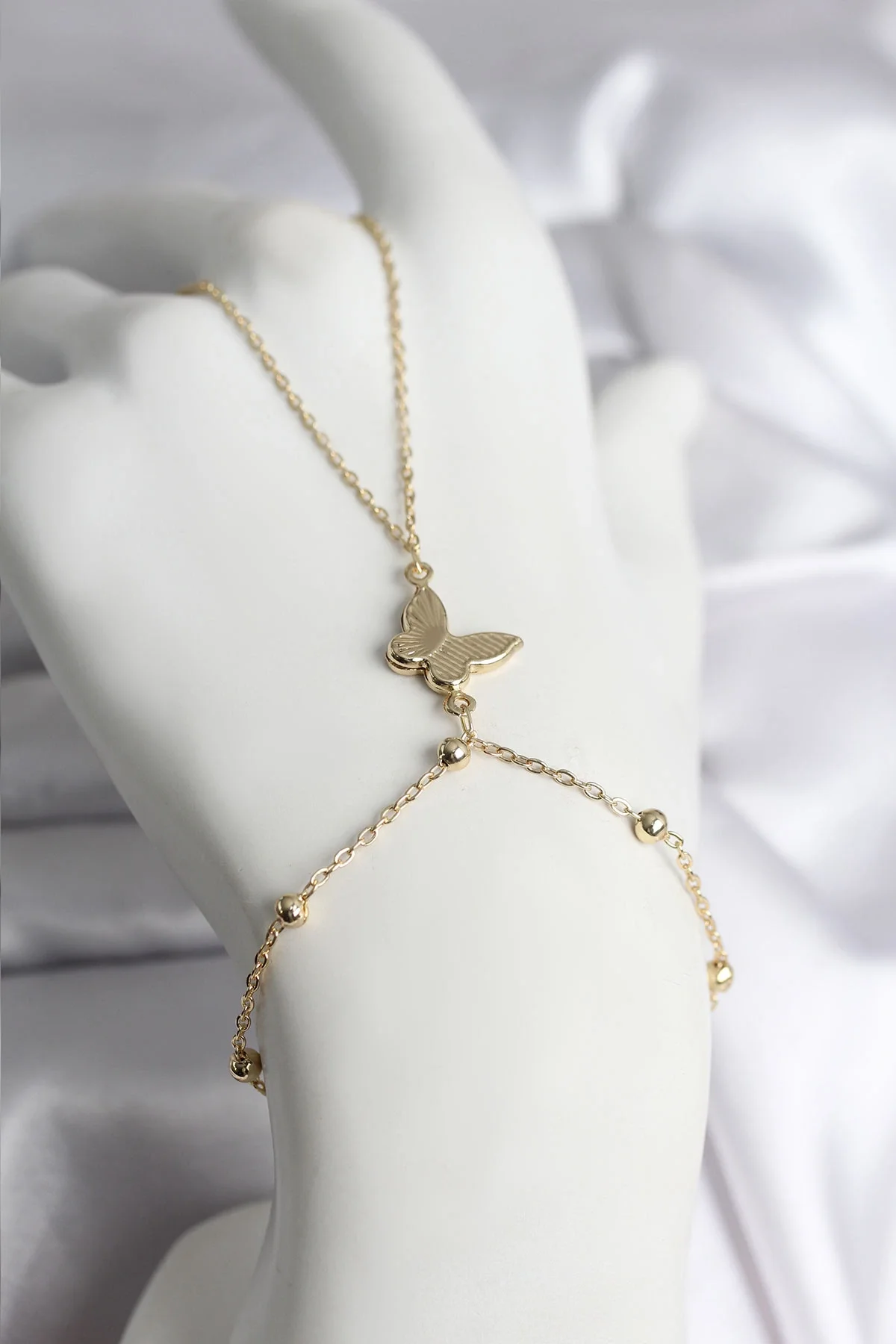 İthalat® 316L Çelik Gold Renk Kelebek Model Kadın Şahmeran