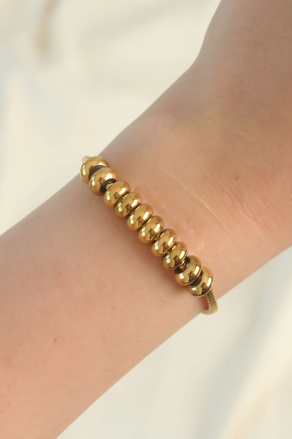 İthalat® 316L Çelik Gold Renk Oval Figürlü Bileklik