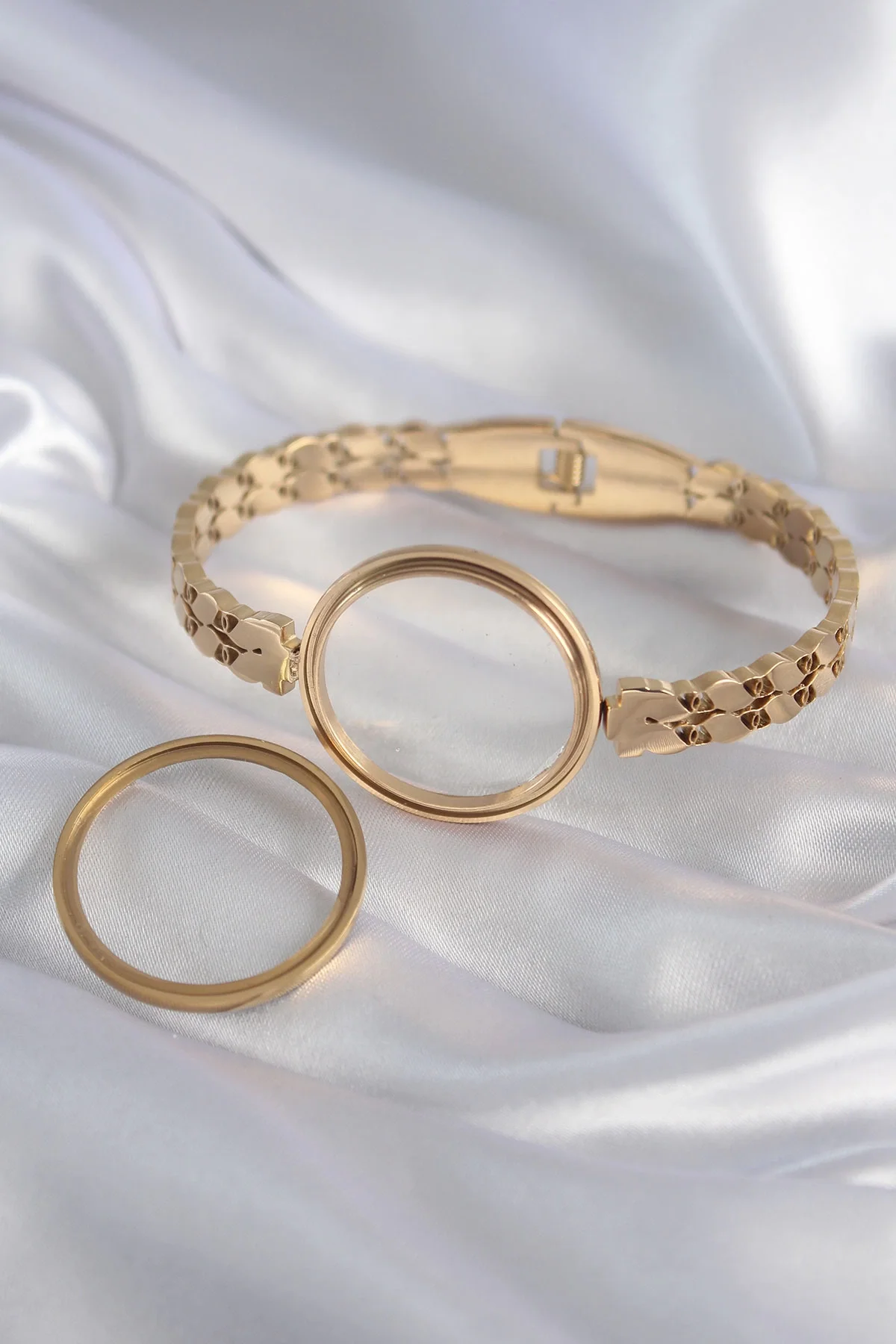İthalat® 316L Çelik Gold Renk Arpa İşleme Açılabilir Fanus Model 
