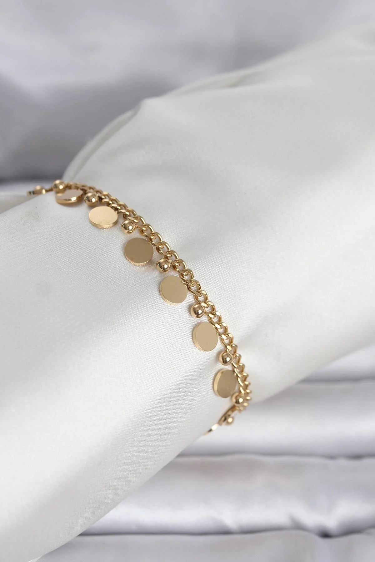 İthalat® 316L Çelik Gold Renk Pullu Model Kadın Bileklik