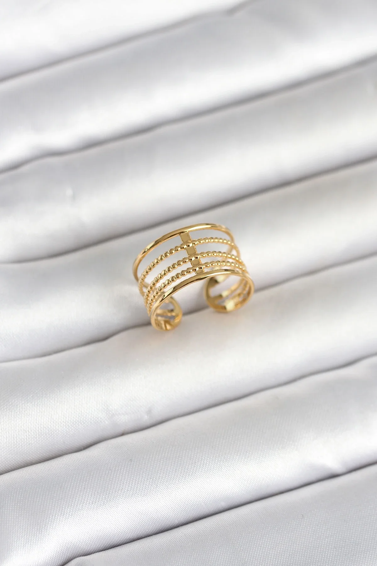 İthalat® 316L Çelik Gold Renk Vintage Model Kadın Yüzük