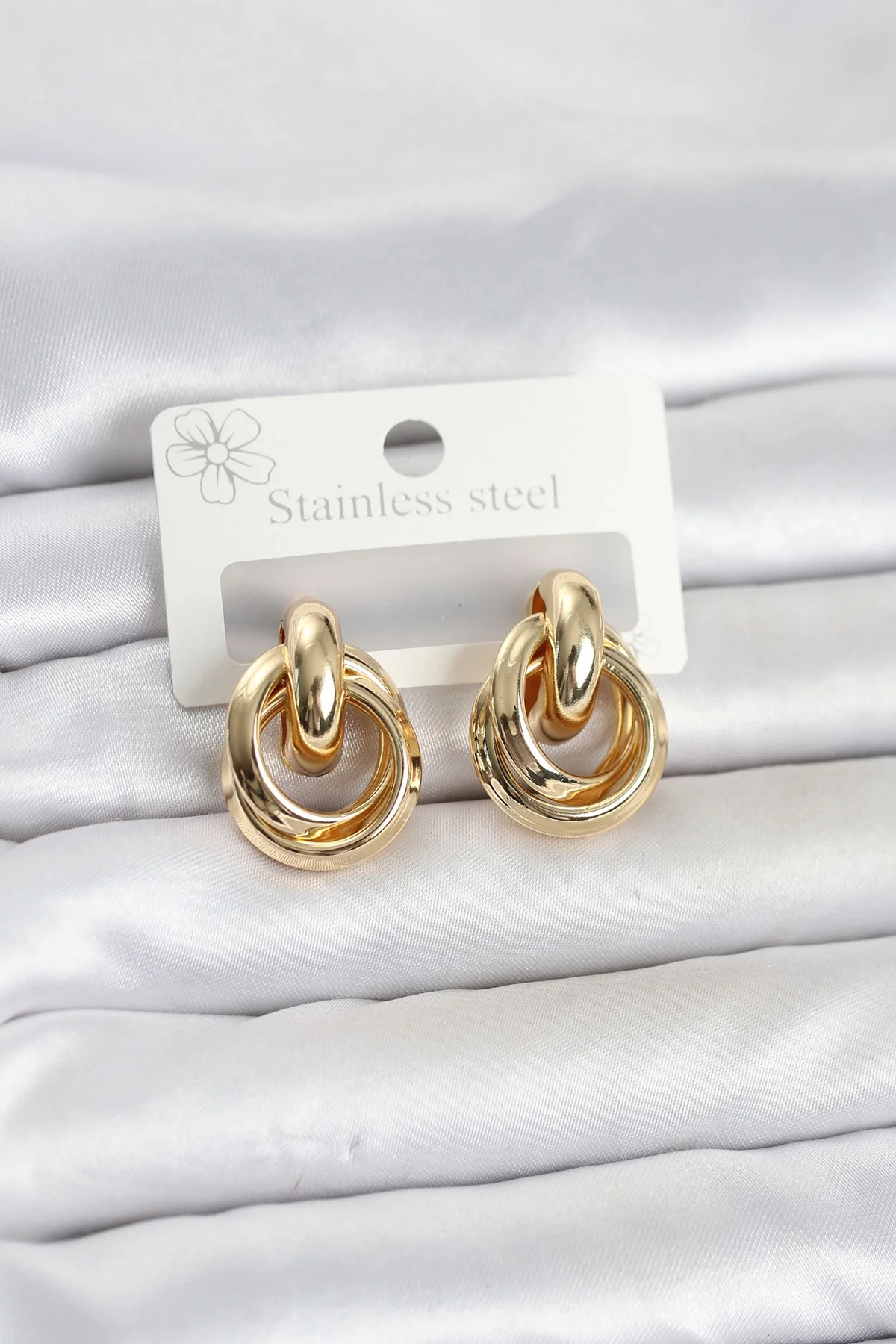 İthalat® 316L Çelik Gold Renk Halka Model Kadın Küpe