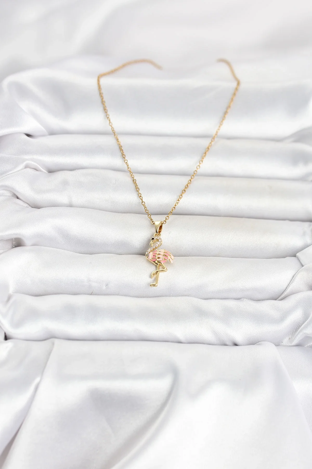 316L Çelik Zincir Gold Renk Flamingo Model Kadın Kolye 316L Çelik Zincir Gold Renk Flamingo Model Kadın Kolye