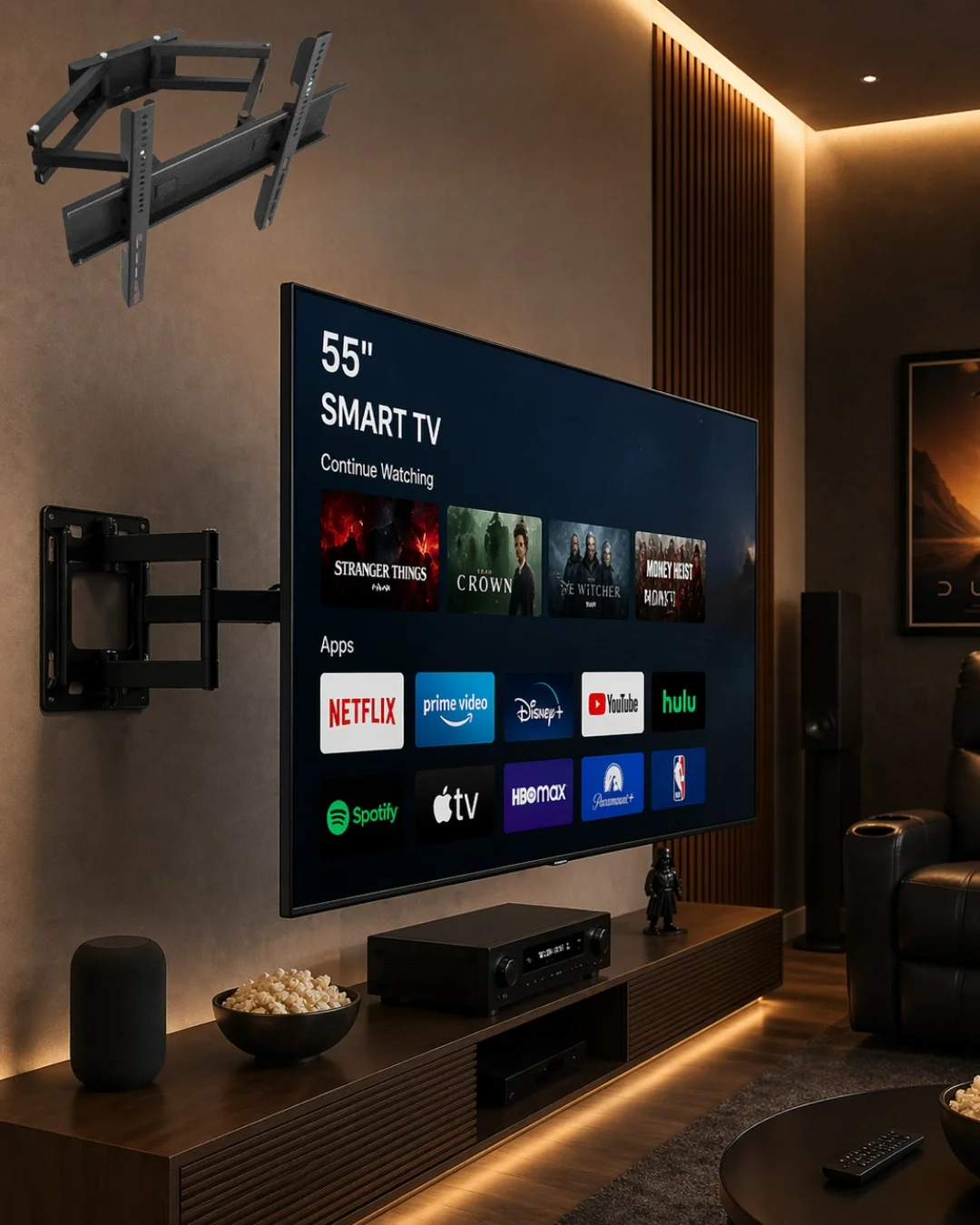 İthalat® 32 55 İnç Televizyon Askı Aparatı Duvara Monte Hareketli TV Tutucu