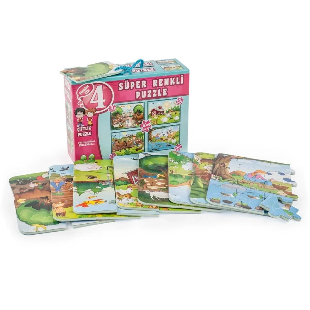 İthalat® 3222 ÇİFTLİK SÜPER RENKLİ PUZZLE 4LÜ Fiyatı, Yorumları ve Özellikleri