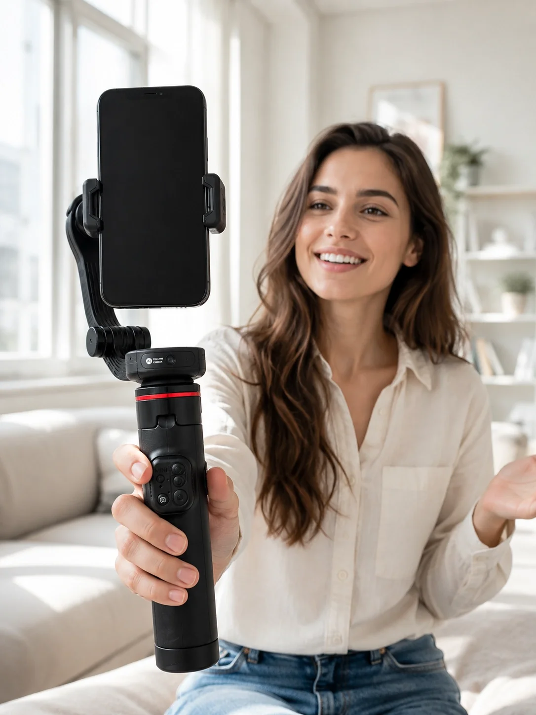 İthalat® 360° AI Akıllı Takipli Selfie Stick Gimbal Stabilizatör Bluetooth Kumandalı Uzayabilir Telefon Tripodu