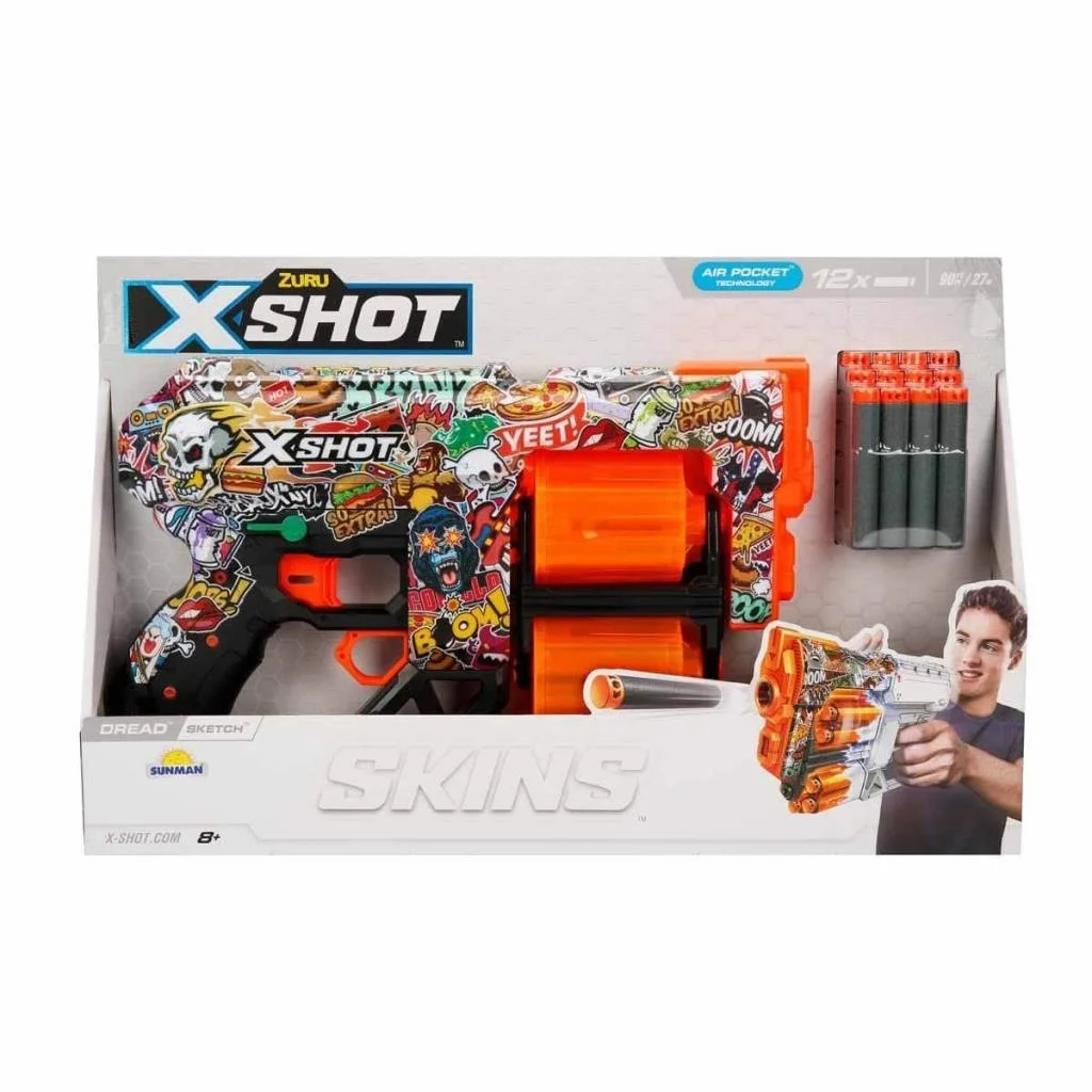 İthalat® 36517 X-Shot Skins Dread 12 li Sünger Dart Atan Silah 31 cm-