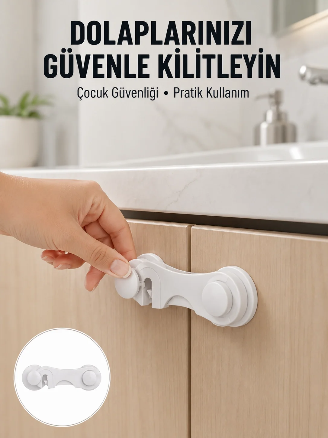 İthalat® 4 Adet Bebek Güvenlik Dolap Kilidi Çift Taraflı Bantlı Kolay Montajlı Emniyet Seti Yeni Nesil