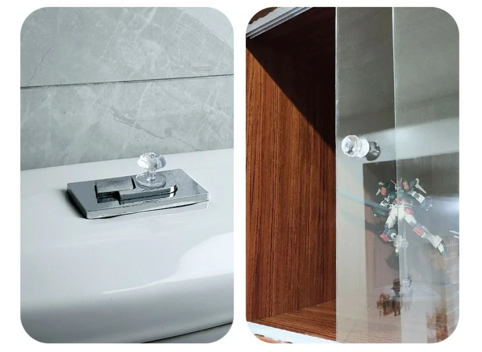 İthalat® 4 Adet Kristal Tasarımlı Çok Amaçlı Yapışkanlı Tutacak Buton