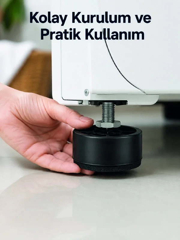 İthalat® 4 Adet Titreşim Önleyici Çamaşır Makinesi Ayak Pedi