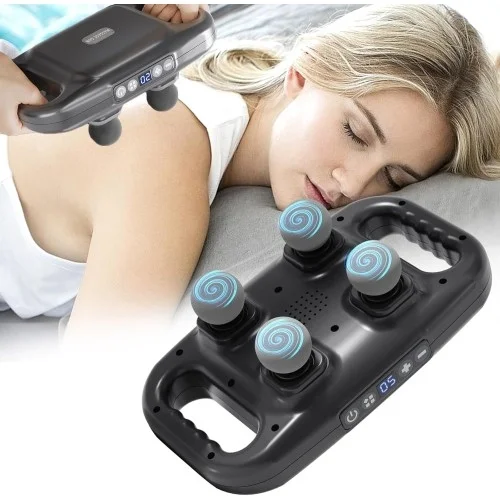 İthalat® 4 Başlıklı Masaj Tabancası - Ergonomik Derin Doku Sırt ve Boyun Masaj Aleti Ağrı ve Sızı Giderici