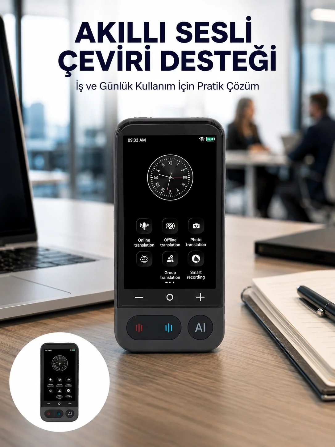 İthalat® 4.0 İnç Dokunmatik Ekranlı Akıllı Çeviri Cihazı Yeni Nesil