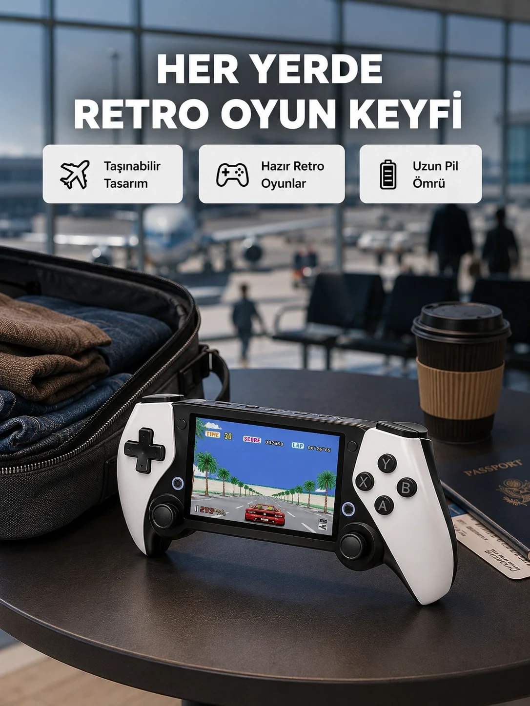 İthalat® 4.3 İnç Ekranlı Retro Oyun Konsolu – 64 GB Hafızalı, Şarjlı ve Multimedya Destekli