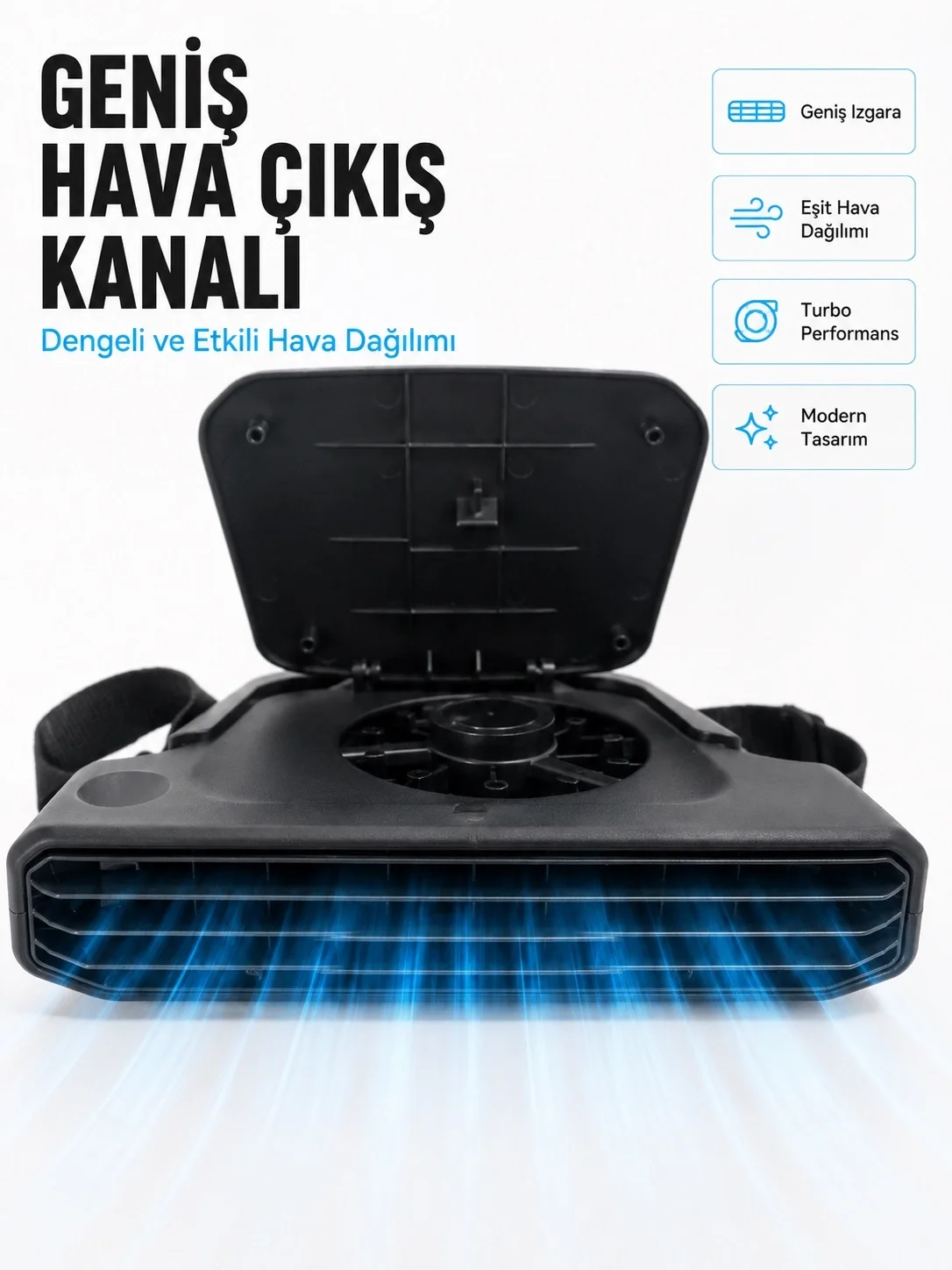 İthalat® 5 Kademeli Araç İçi Boyun Serinletme Fanı Güçlü Turbo Hava Akışlı USB Şarjlı
