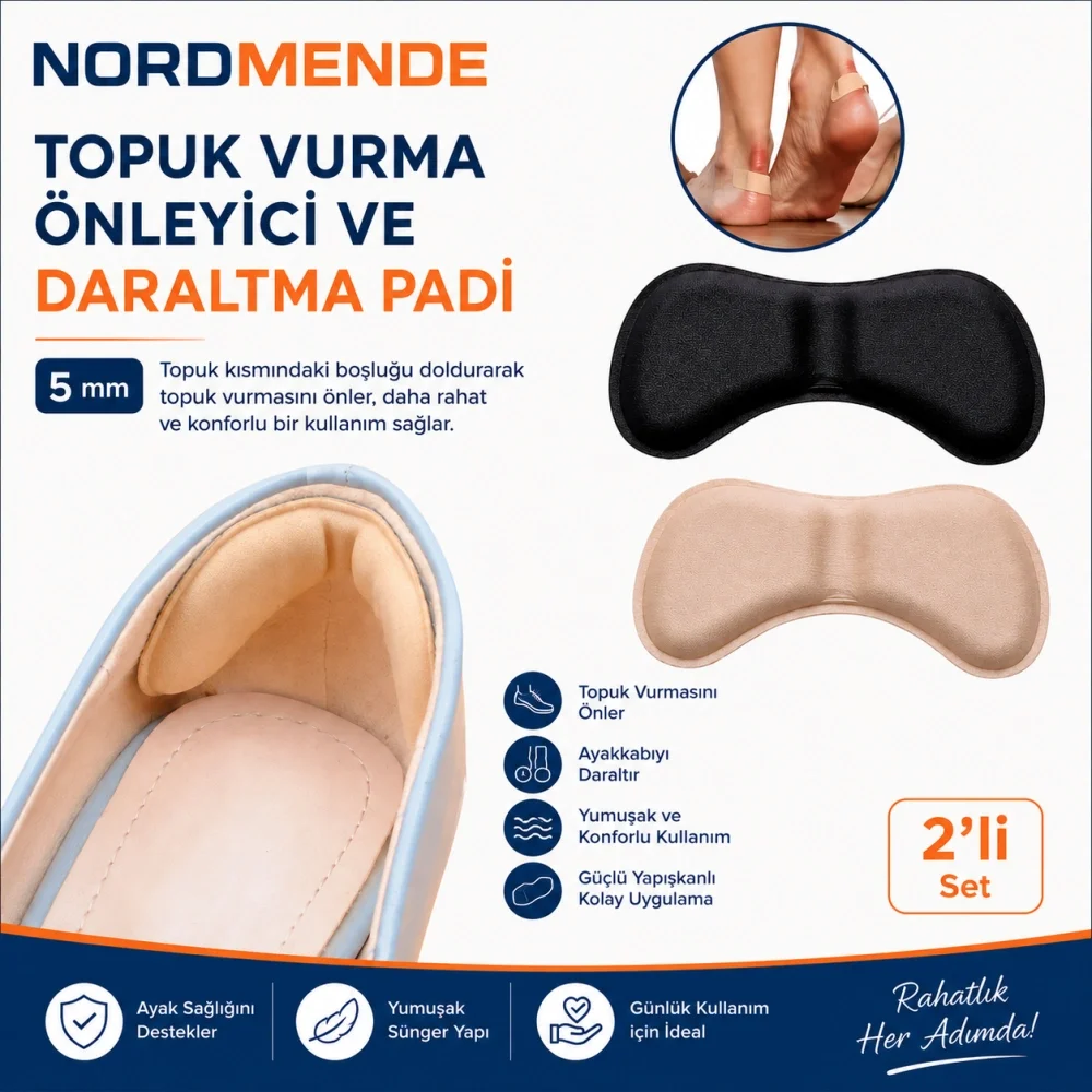 İthalat® 5 mm Topuk Vurma Önleyici Ayakkabı Daraltma Pedi 2'li Set İthalat® 5 mm Topuk Vurma Önleyici Ayakkabı Daraltma Pedi 2'li Set