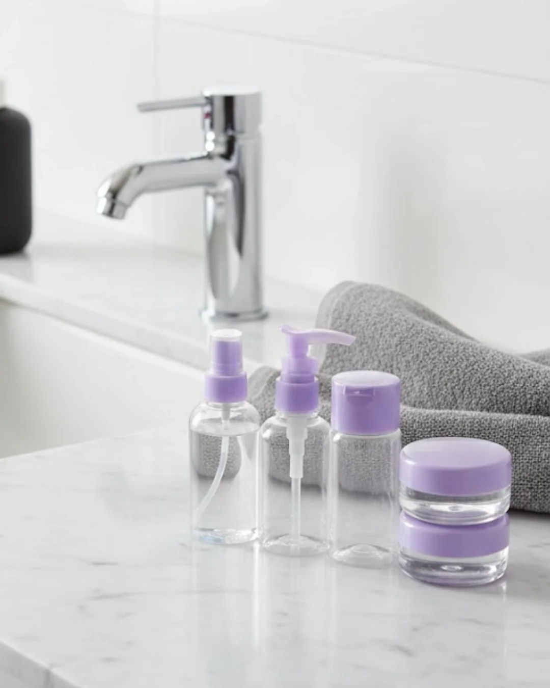 İthalat® 5 Parça Seyahat Banyo Seti 30 ml Şeffaf Taşınabilir Şişe Seti