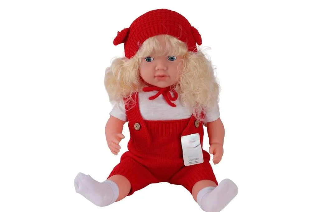 5214 60 CM TRİKOLU TULUMLU SAÇLI BÜYÜK BEBEK