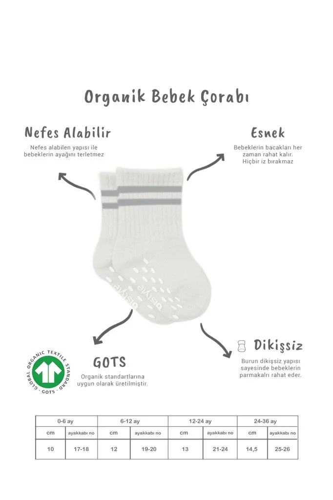 İthalat®   5'Li Penye Kaymaz Çember Soket Çorap 10122 Ekru