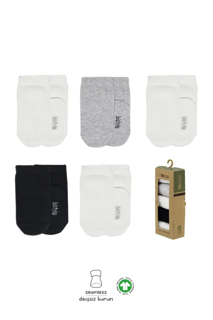 İthalat®   5'li Penye Soket Kutulu Basic Çorap 10131 Gri