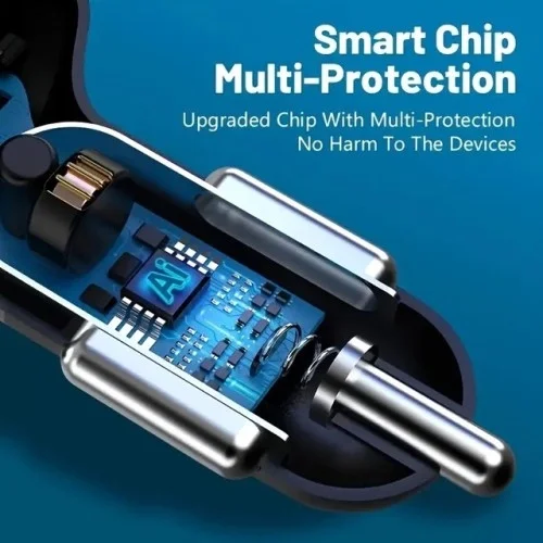 İthalat® 6 Portlu Hızlı Araç Şarj Cihazı – 4 USB + 2 Type-C Çıkışlı Dijital Göstergeli Oto Şarjı