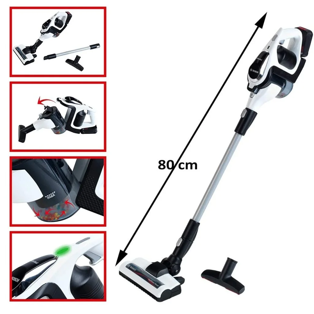 İthalat® 6812 Bosch Oyuncak Beyaz Elektrik Süpürgesi Sesli + Işıklı