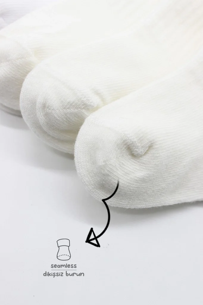 İthalat® 6'Lı Basic Penye Soket Çorap 10101 Ekru