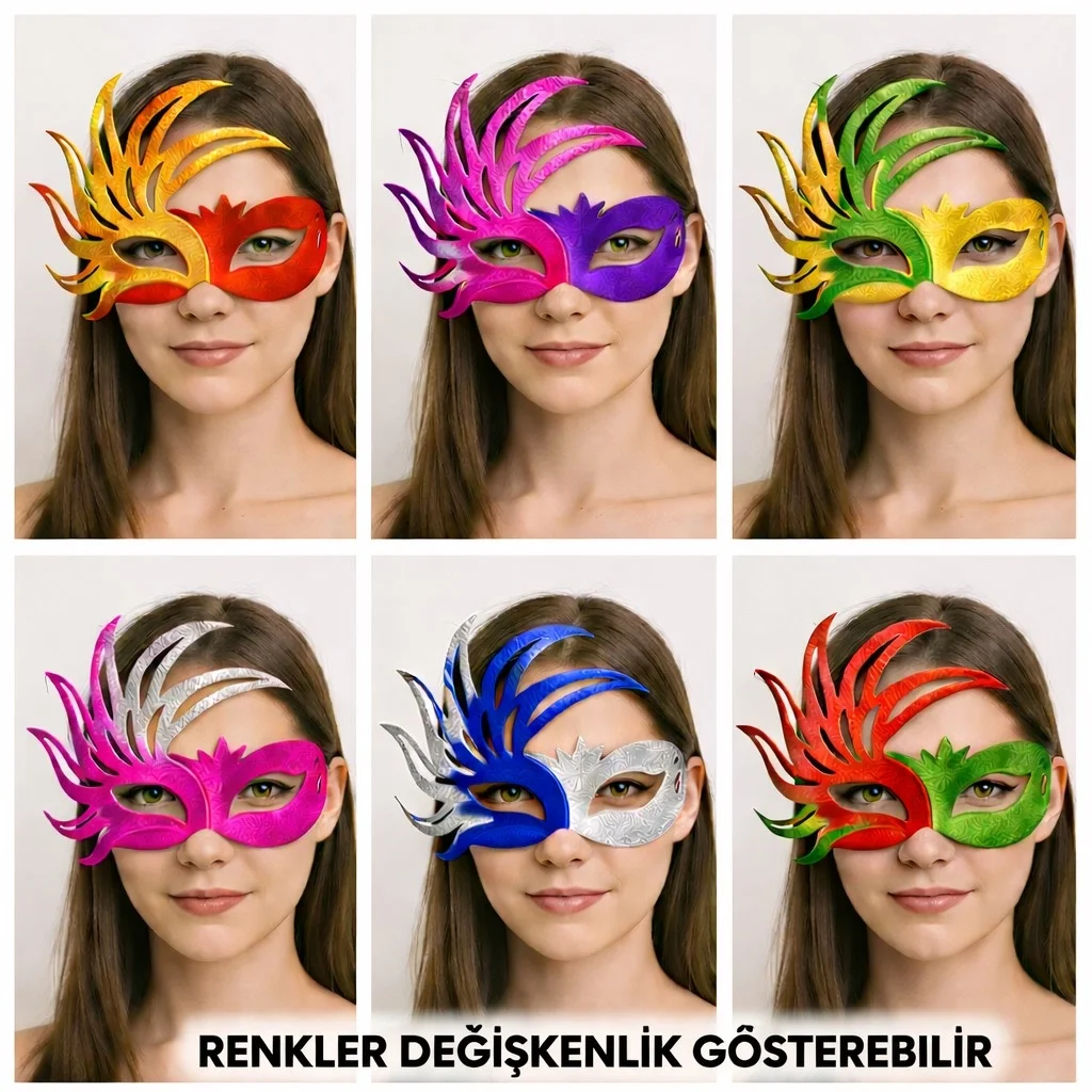 İthalat® 6’lı Çift Renkli Venedik Karton Parti Maskesi Seti İthalat® 6’lı Çift Renkli Venedik Karton Parti Maskesi Seti