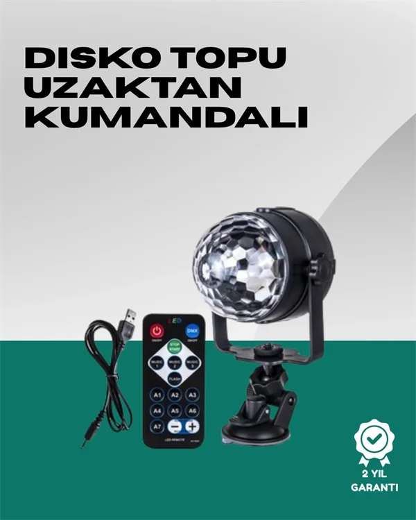 İthalat® 7 Farklı Aydınlatma Modu ve Ses Sensörlü Disko Topu Lambası