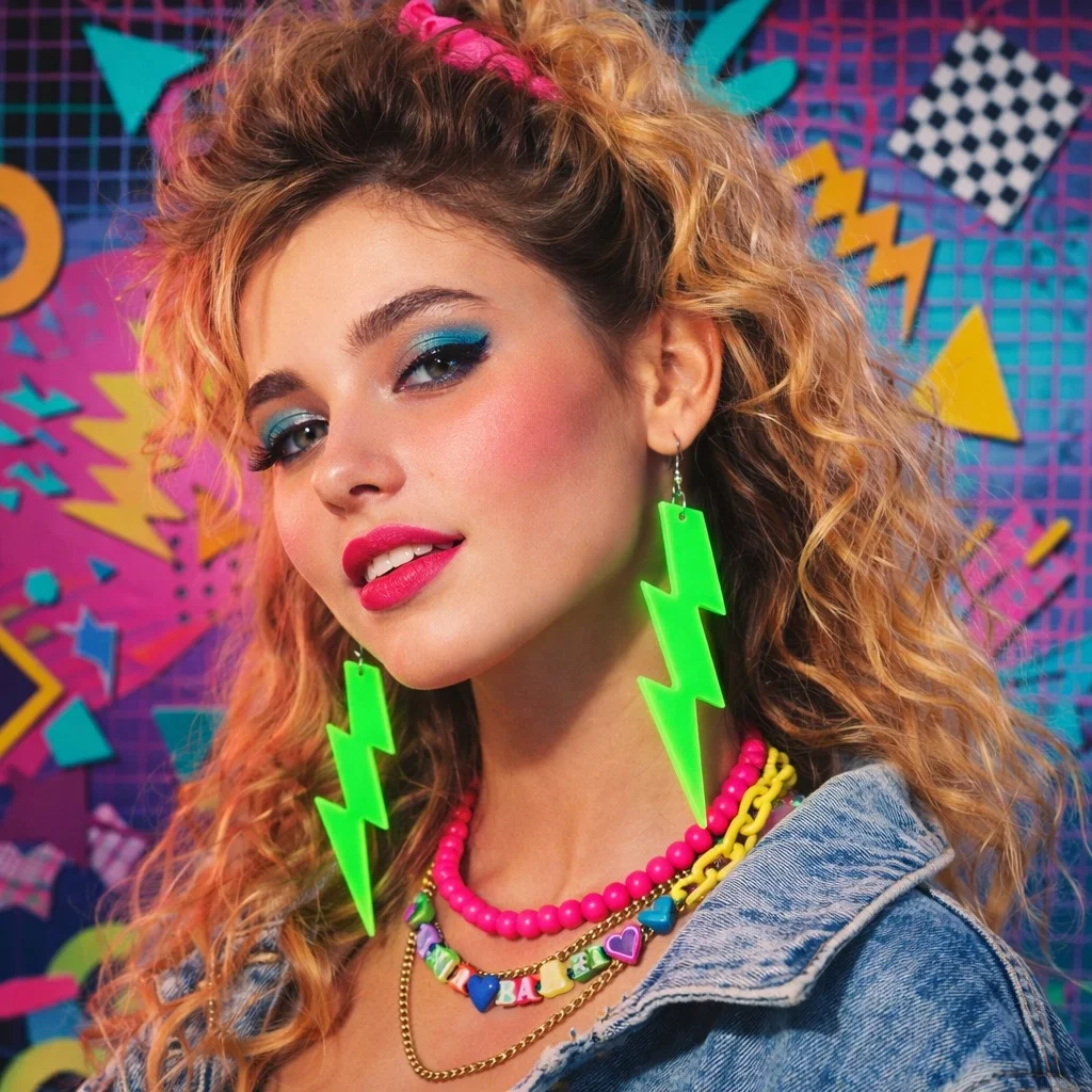 İthalat® 80’ler 90'lar Retro Neon Yeşil Şimşek Küpe 10 cm İthalat® 80’ler 90'lar Retro Neon Yeşil Şimşek Küpe 10 cm