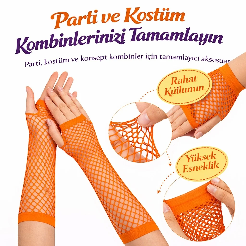 İthalat® 80’ler 90’lar Retro Turuncu File Parmaksız Eldiven 26 cm İthalat® 80’ler 90’lar Retro Turuncu File Parmaksız Eldiven 26 cm