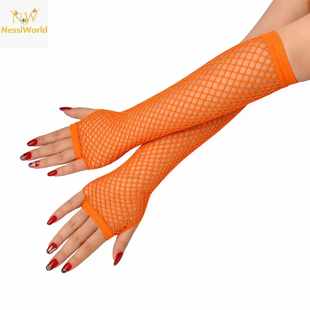 İthalat® 80’ler 90’lar Retro Turuncu File Parmaksız Eldiven 26 cm