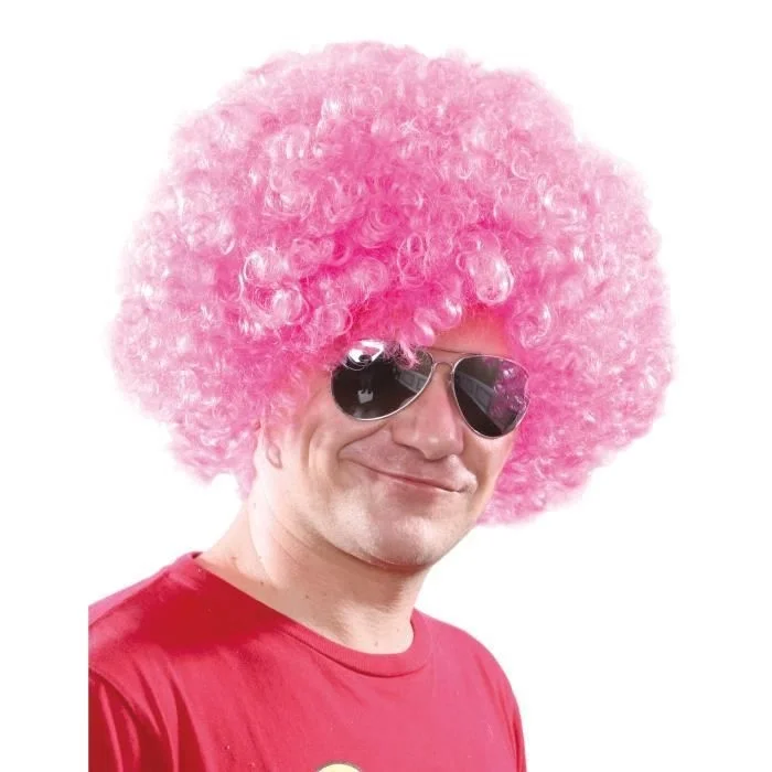 İthalat® Açık Pembe Renk Kıvırcık Afro Bonus Peruk