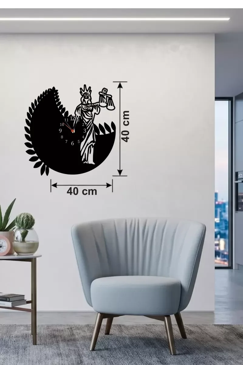 İthalat® Adalet Tanrıçası Themis Tasarım Ahşap Duvar Saati - 40x40 cm Avukat Hediyesi İthalat® Adalet Tanrıçası Themis Tasarım Ahşap Duvar Saati - 40x40 cm Avukat Hediyesi